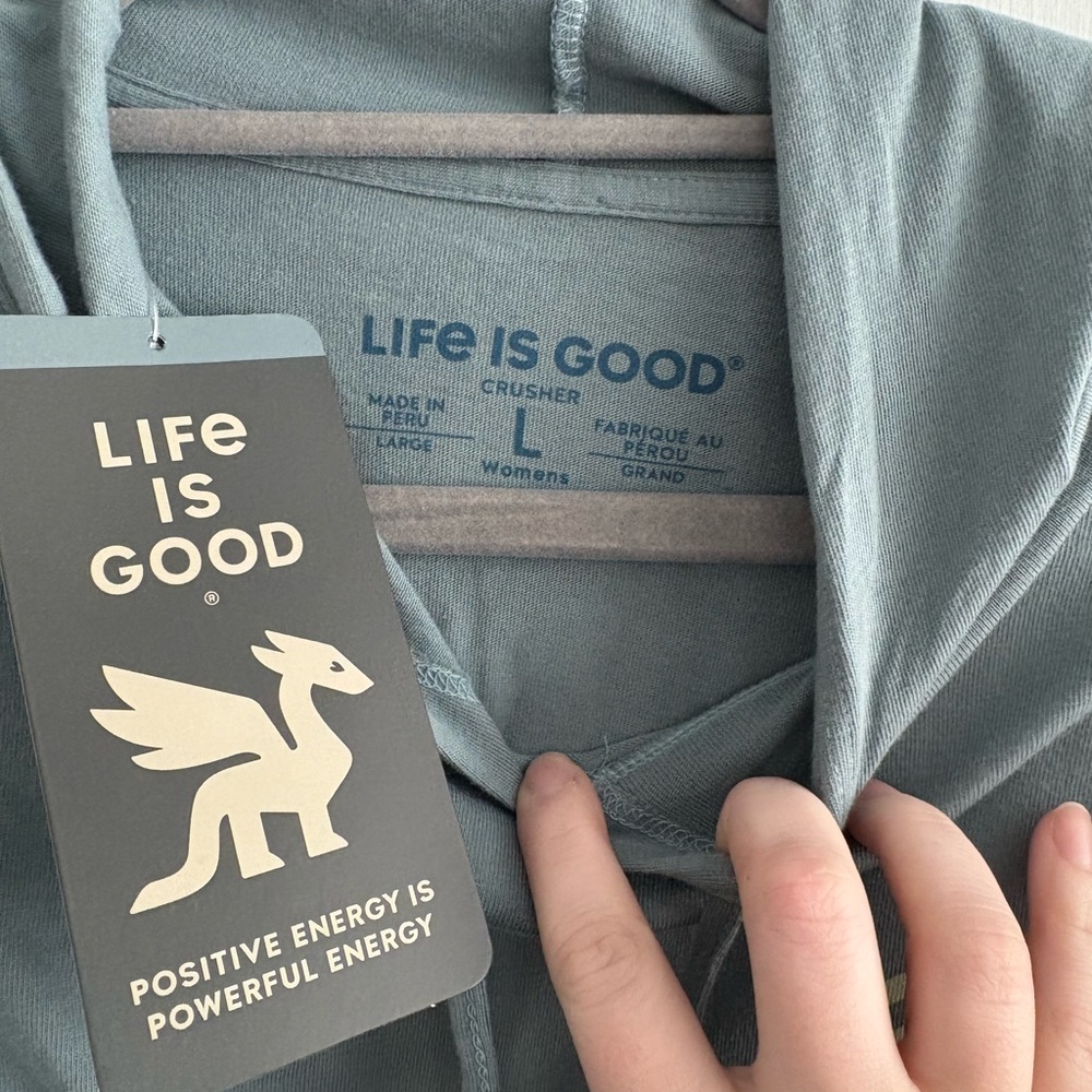 Life Is Good Teal Hoodie - Picture 2 of 3